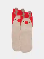 Коричневый носки новогодние, женские, с принтом