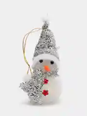 Серебряный снеговик светящийся