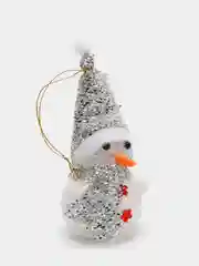 Серебряный снеговик светящийся