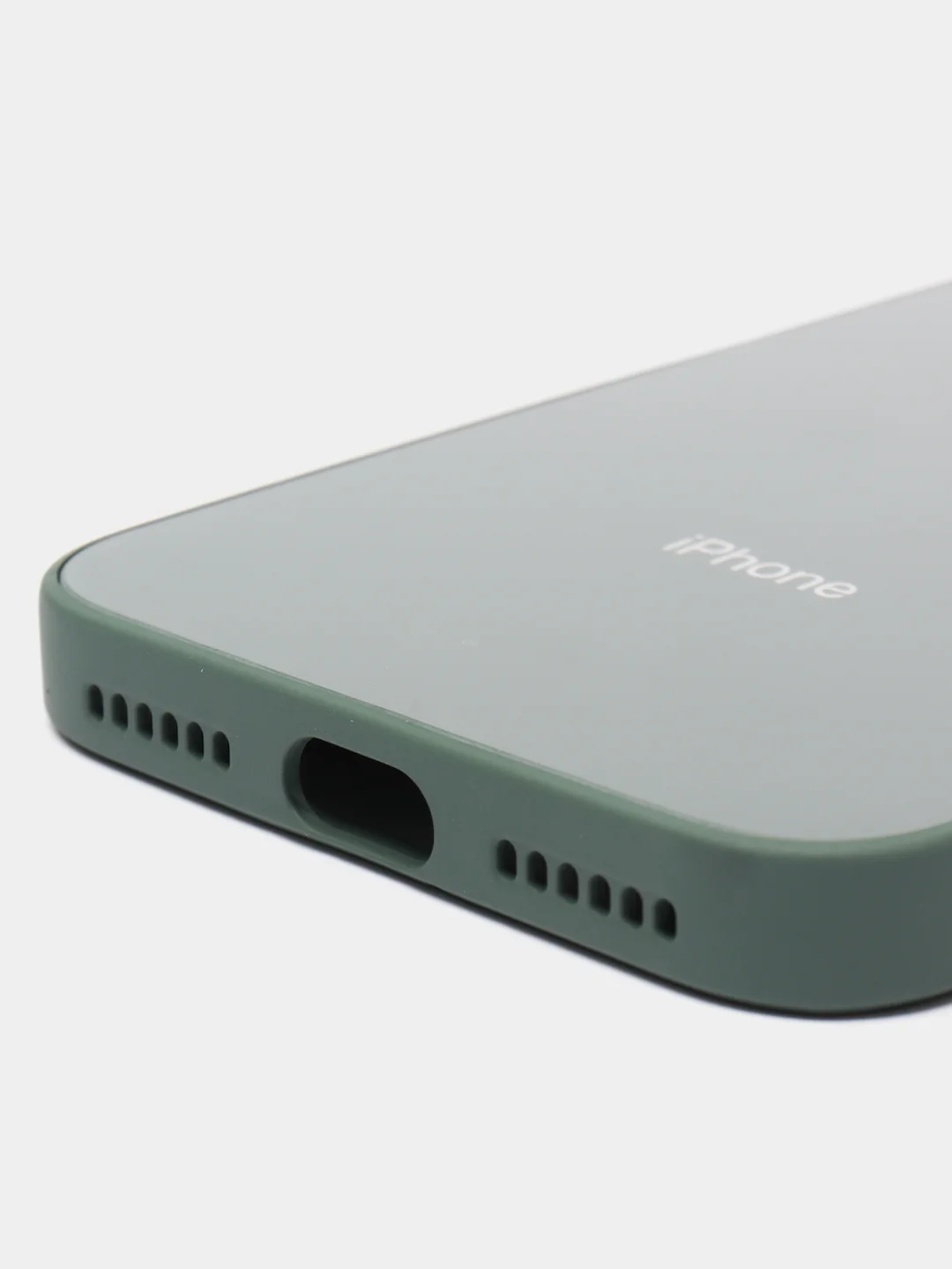 Тёмно-зелёный чехол для iPhone 11, 12, 13, 12 Pro Max, 12 Pro, силиконовый, со стеклянной панелью