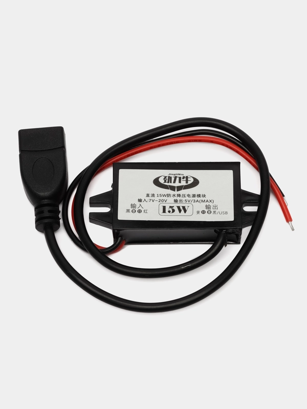 Адаптер питания автомобильный вход 7-20VDC выход 5VDC 3A с разъемом USB на проводе