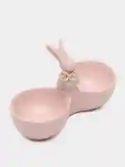 Менажница керамическая 2 ячейки "Кролик", 11,5 х 5,5 х 8 см, цвет розовый