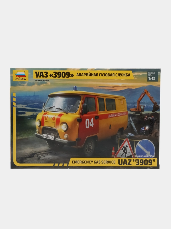 Сборная модель УАЗ-3909 "Буханка", масштаб автомобиля 1:43, пластик КИТ машина