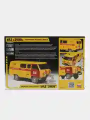Белый сборная модель УАЗ-3909 "Буханка", масштаб автомобиля 1:43, пластик КИТ машина