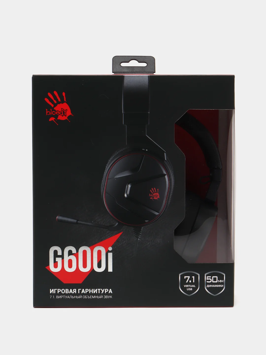 Игровые наушники с микрофоном A4Tech Bloody G600i, черные, 1.3 м, мониторные USB, G600I