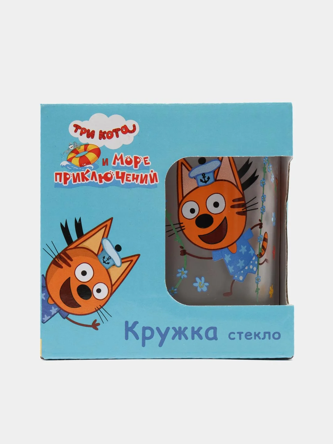 Кружка "Три кота", Цветы (в подарочной упаковке), 230 мл, стекло