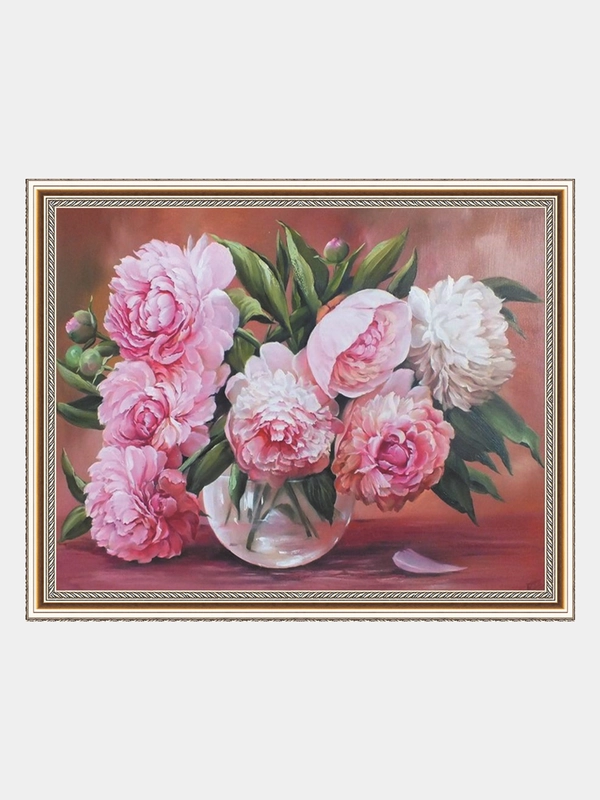 Алмазная мозаика "Цветы" на подрамнике, 40*50 см