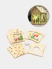 Коралловый украшение новогоднее светящееся  "Деревянный домик"