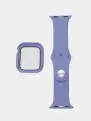 Небесно-голубой бампер с защитным стеклом и ремешком для Apple Watch