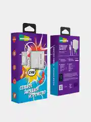 Серый сетевое зарядное устройство More Choice NC46i, 2 USB 2.4A, с кабелем Lightning