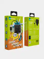 Черный сетевое зарядное устройство More Choice NC46i, 2 USB 2.4A, с кабелем Lightning