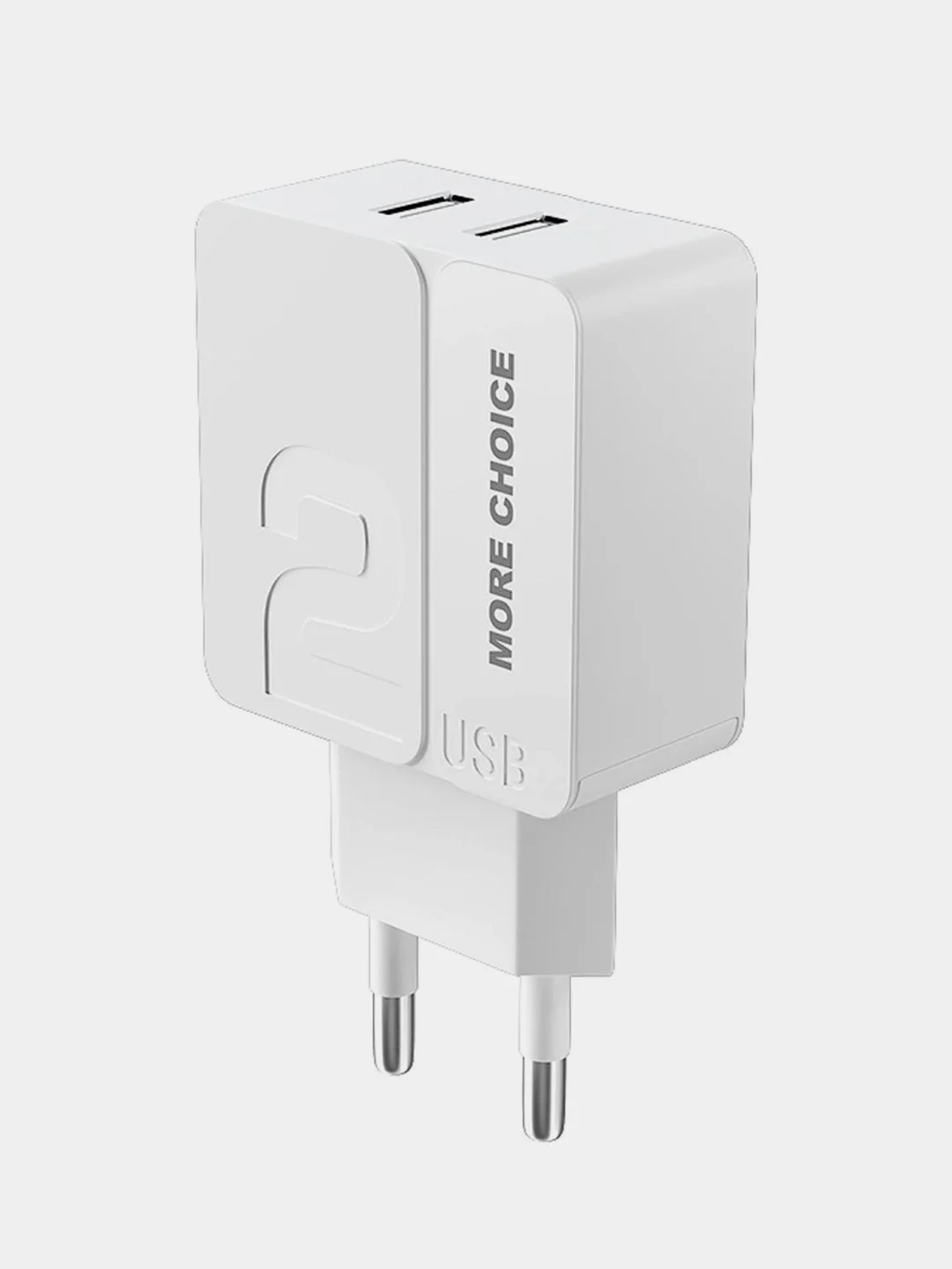 Белый сетевое зарядное устройство More Choice NC46, 2 USB 2.4A