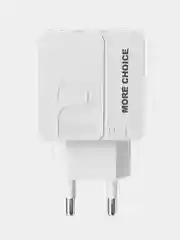 Белый сетевое зарядное устройство More Choice NC46, 2 USB 2.4A
