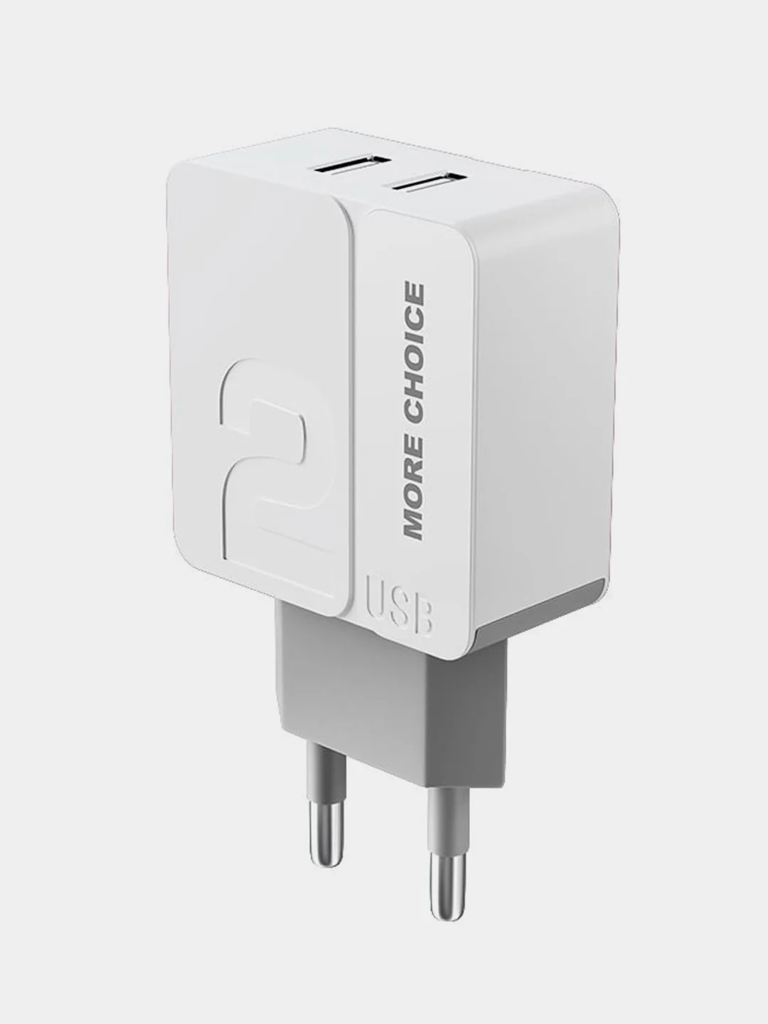 Серый сетевое зарядное устройство More Choice NC46, 2 USB 2.4A