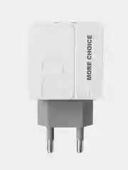 Серый сетевое зарядное устройство More Choice NC46, 2 USB 2.4A
