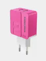 Розовый сетевое зарядное устройство More Choice NC46, 2 USB 2.4A