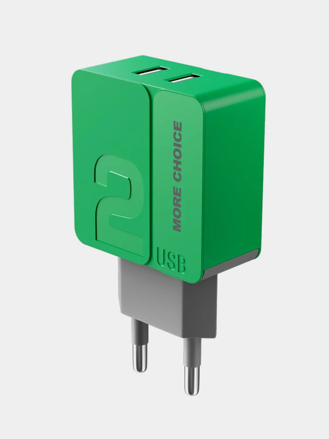 Зеленый сетевое зарядное устройство More Choice NC46, 2 USB 2.4A