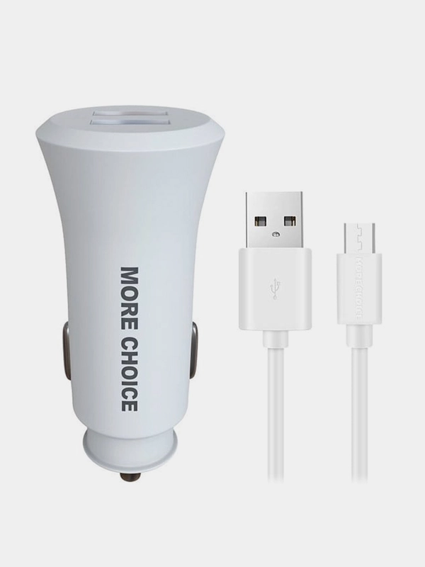 Автомобильное зарядное устройство More choice AC23m, 2 USB 2.4A, с кабелем micro USB