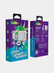Серый сетевое зарядное устройство More Choice NC46a, 2 USB 2.4A, с кабелем Type-C
