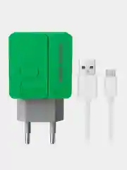 Зеленый сетевое зарядное устройство More Choice NC46a, 2 USB 2.4A, с кабелем Type-C