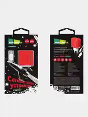 Красный сетевое зарядное устройство More Choice NC46m, 2 USB 2.4A, с кабелем micro USB