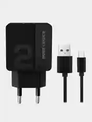 Черный сетевое зарядное устройство More Choice NC46m, 2 USB 2.4A, с кабелем micro USB