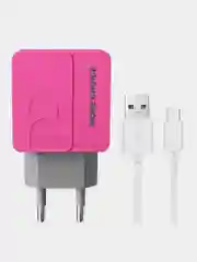 Розовый сетевое зарядное устройство More Choice NC46m, 2 USB 2.4A, с кабелем micro USB