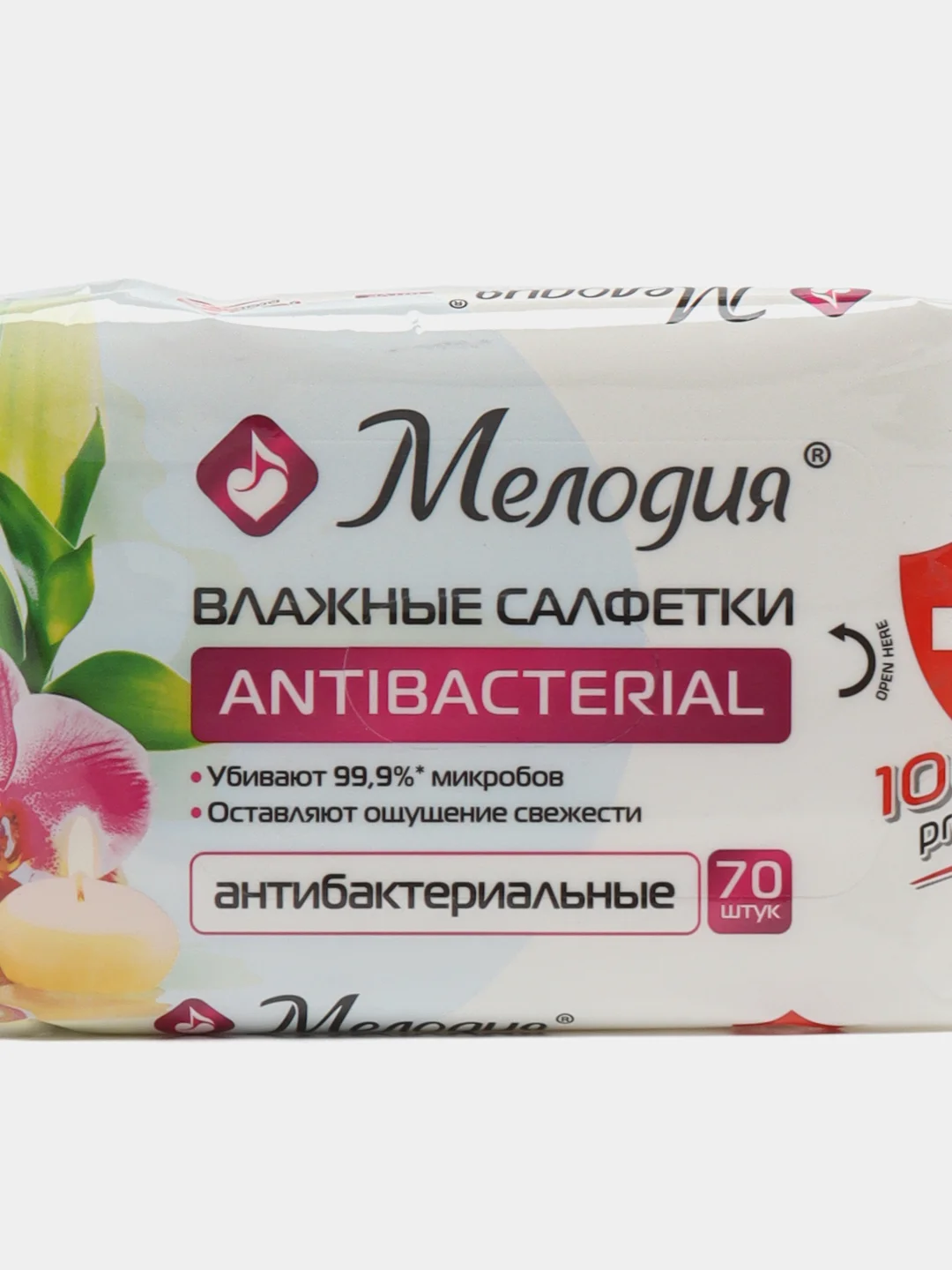 Салфетки влажные Мелодия, антибактериальные, 70 штук, 129897