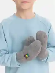 Серый варежки детские, зимние, шерстяные, двойные с подкладом, для мальчиков девочек 3-7 лет