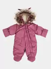 Вишнёвый комбинезон для новорождённых, зимний, с капюшоном