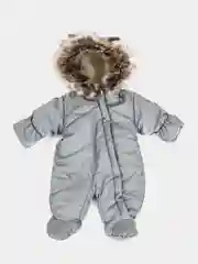 Серый комбинезон для новорождённых, зимний, с капюшоном