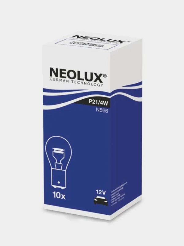 Автомобильные лампы NEOLUX Standart P21/4W, BAZ15d, N566, 10 шт в упаковке