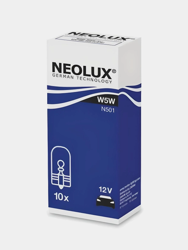 Автомобильные лампы NEOLUX Standart W5W, W2.1x9.5d, N501, 10 шт в упаковке