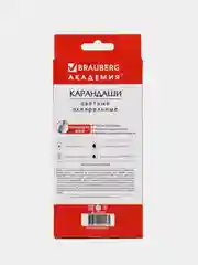 Карандаши цветные акварельные Brauberg Академия, 12 цветов, шестигранные