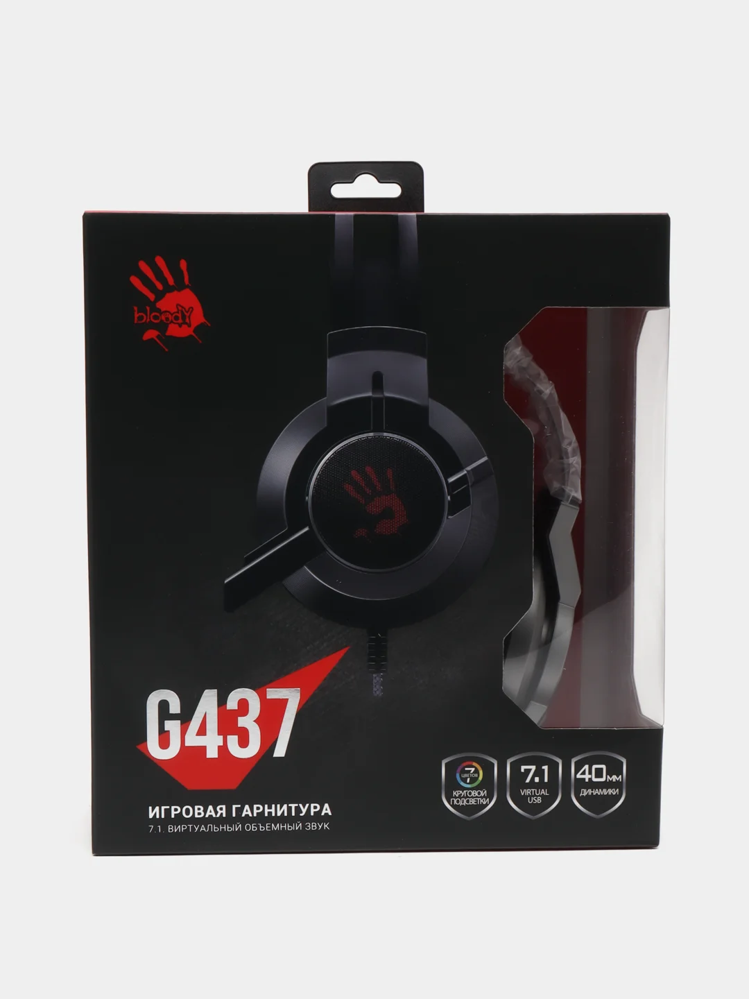 Игровые наушники с микрофоном A4Tech Bloody G437, черные, 1.8 м, мониторные, G437