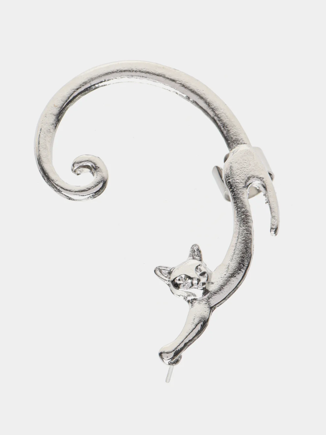 Серебряный серьги каффы "Кошка", на всё ухо