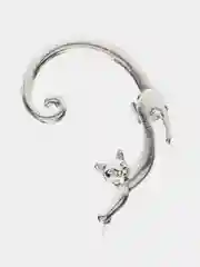 Серебряный серьги каффы "Кошка", на всё ухо