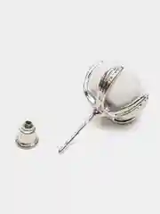 Серьги-пусеты, плюшевые, цветок хлопка со стразами