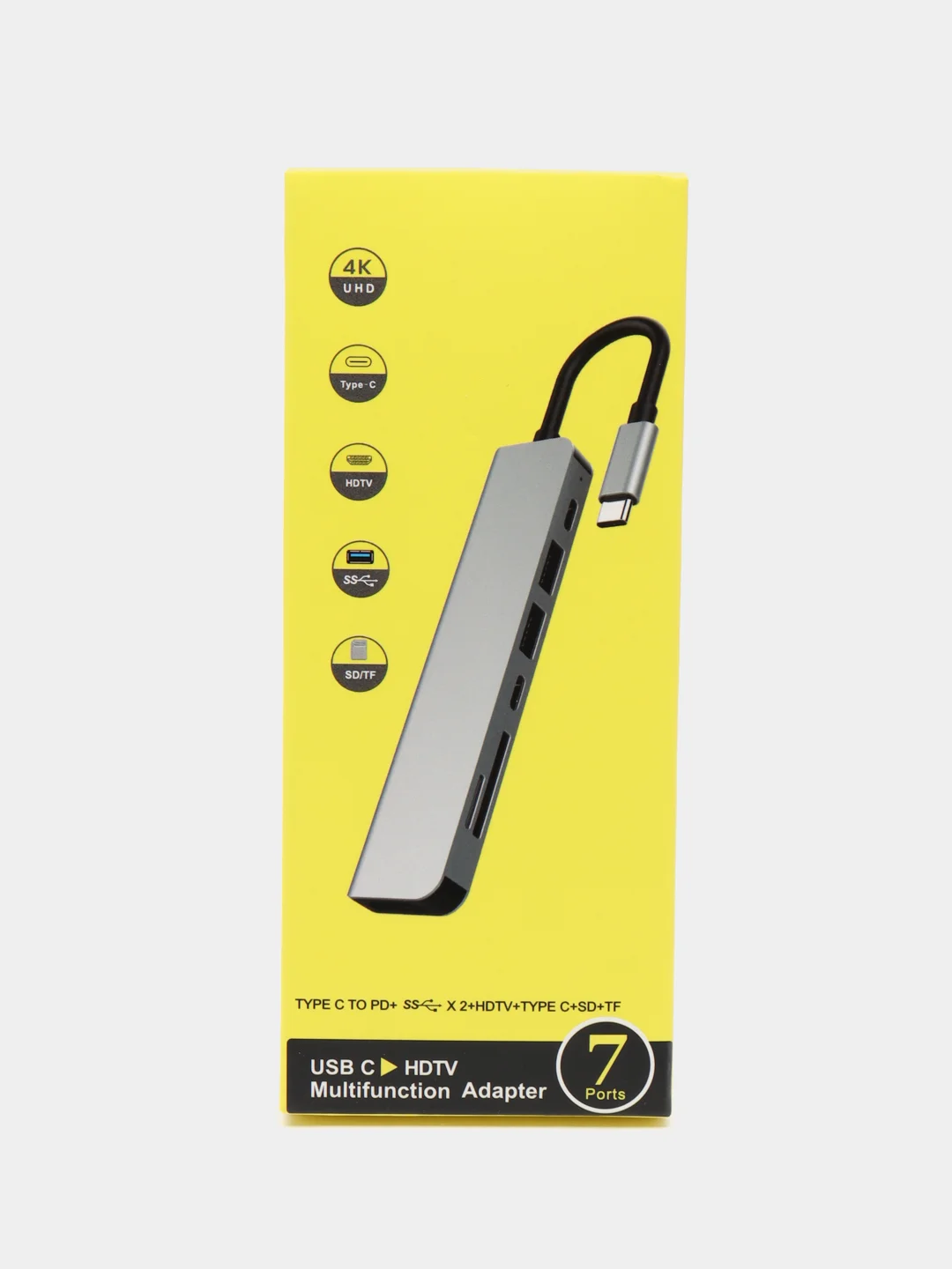 Мульпорт хаб - картридер USB Type C 7 в 1, HDMI, USB*2, Type C*2, SD, TF