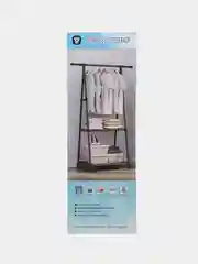 Черный вешалка для одежды напольная, двойная, передвижная с колесиками