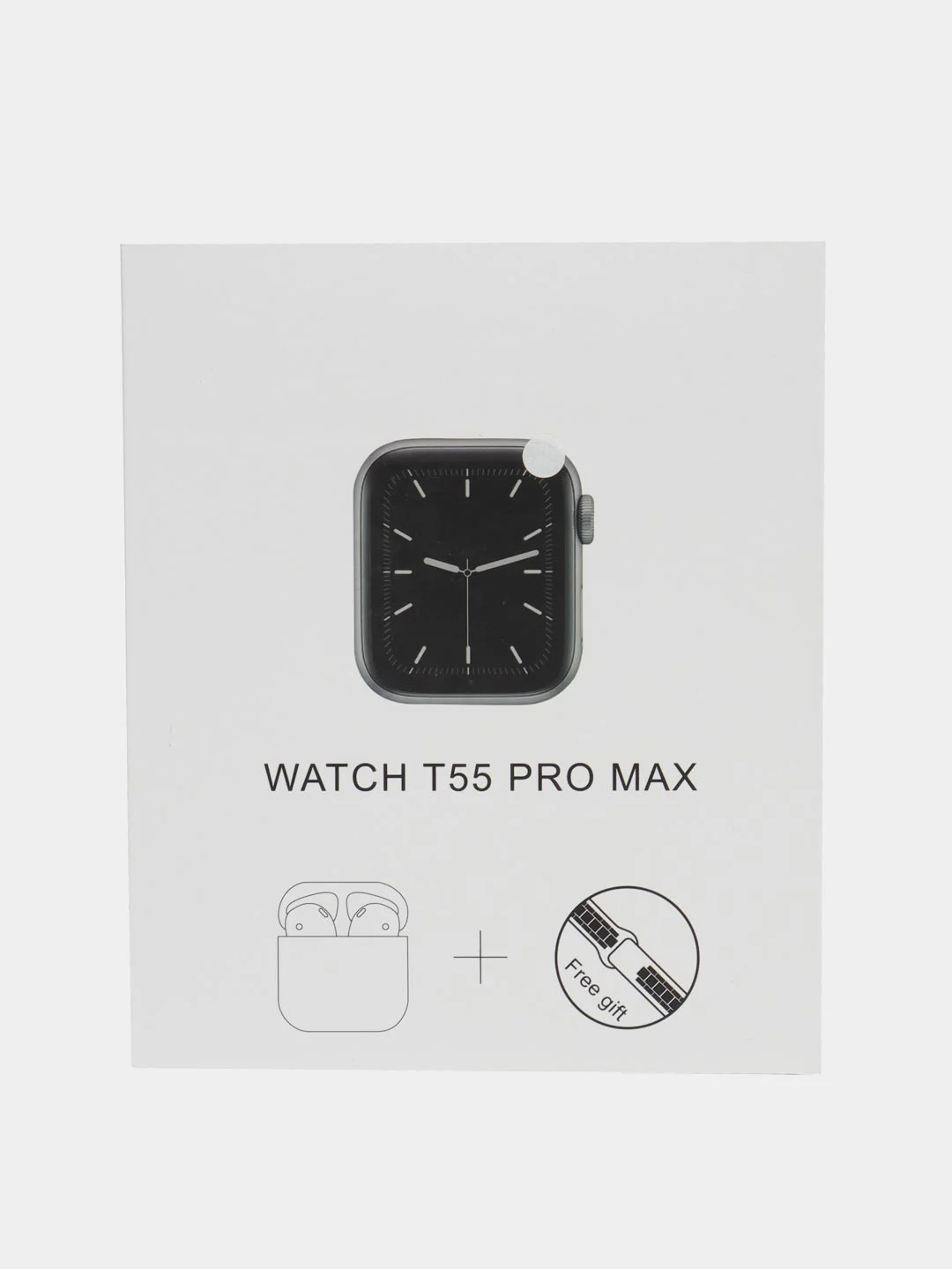 Серебряный набор: смарт-часы Watch T55 Pro Max, сменные ремешки и беспроводные TWS наушники