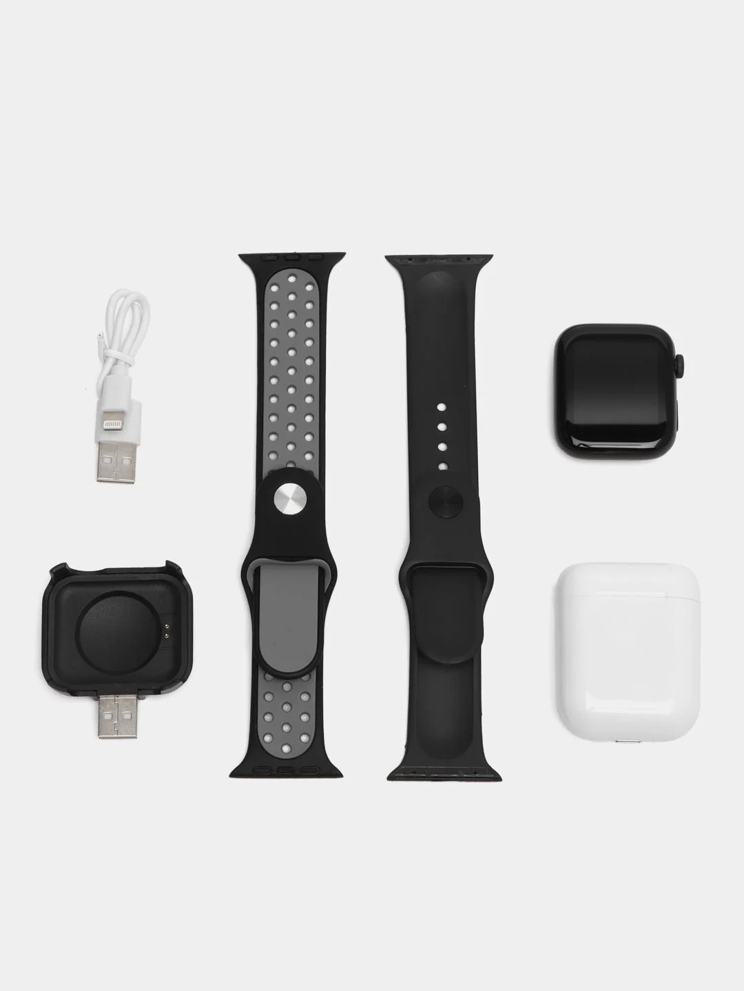 Черный набор: смарт-часы Watch T55 Pro Max, сменные ремешки и беспроводные TWS наушники