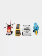 Набор игрушек транспорт: автобус, гоночный автомобиль, мотоцикл, вертолёт