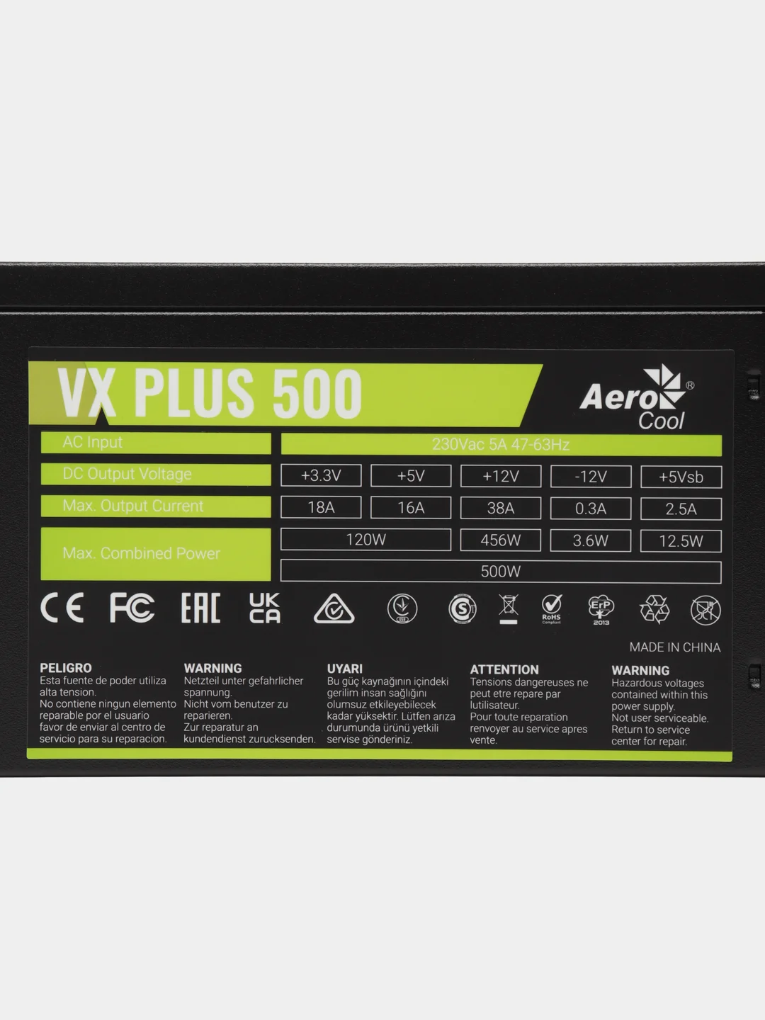 Блок питания Aerocool VX PLUS 500W, 500 Вт, 120 мм, черный