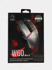 Мышь A4TECH Bloody W60 Max Gun, игровая, оптическая, проводная, USB, серая с черным