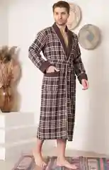 Коричневый мужской вафельный халат