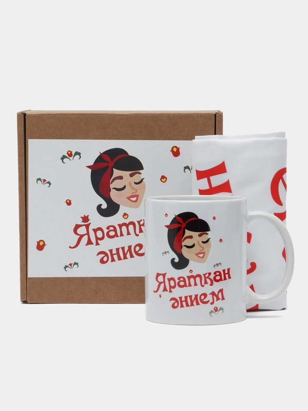 Подарочный набор маме на татарском языке (фартук + кружка)