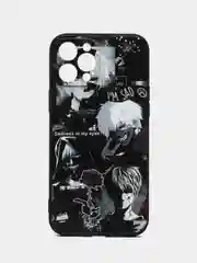 Бордовый чехол на iPhone 15, 14, 13, 12, 11 Pro, Max, Plus, Mini, Xr, X, Xs,  с принтом аниме