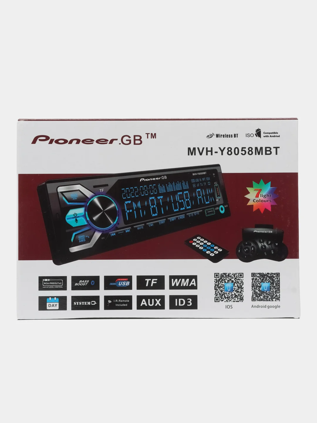 Автомагнитола Pioneer GB MVH-Y8058MBT, 1 Din, Bluetooth