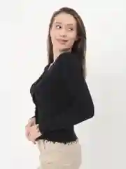 Черный кардиган женский, в рубчик, с пуговицами, школьный, осенний